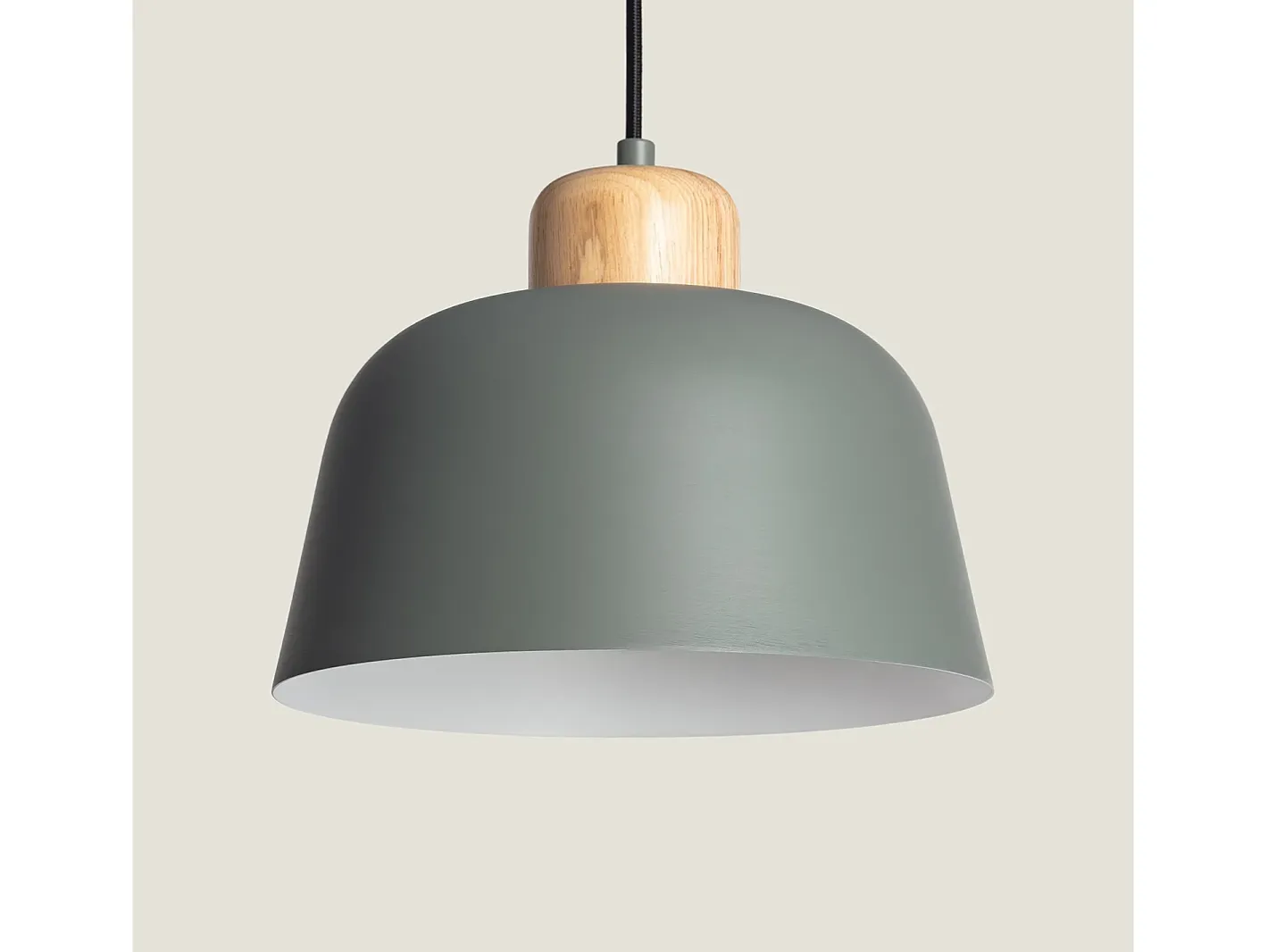 Ledkia Lámpara Colgante Metal y Madera Wawak Verde Celadón Multicolor Hot