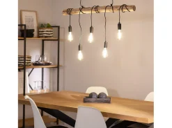 Ledkia Lámpara Colgante Metal y Madera Yagis Negro Multicolor Sale
