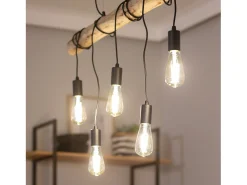 Ledkia Lámpara Colgante Metal y Madera Yagis Negro Multicolor Sale