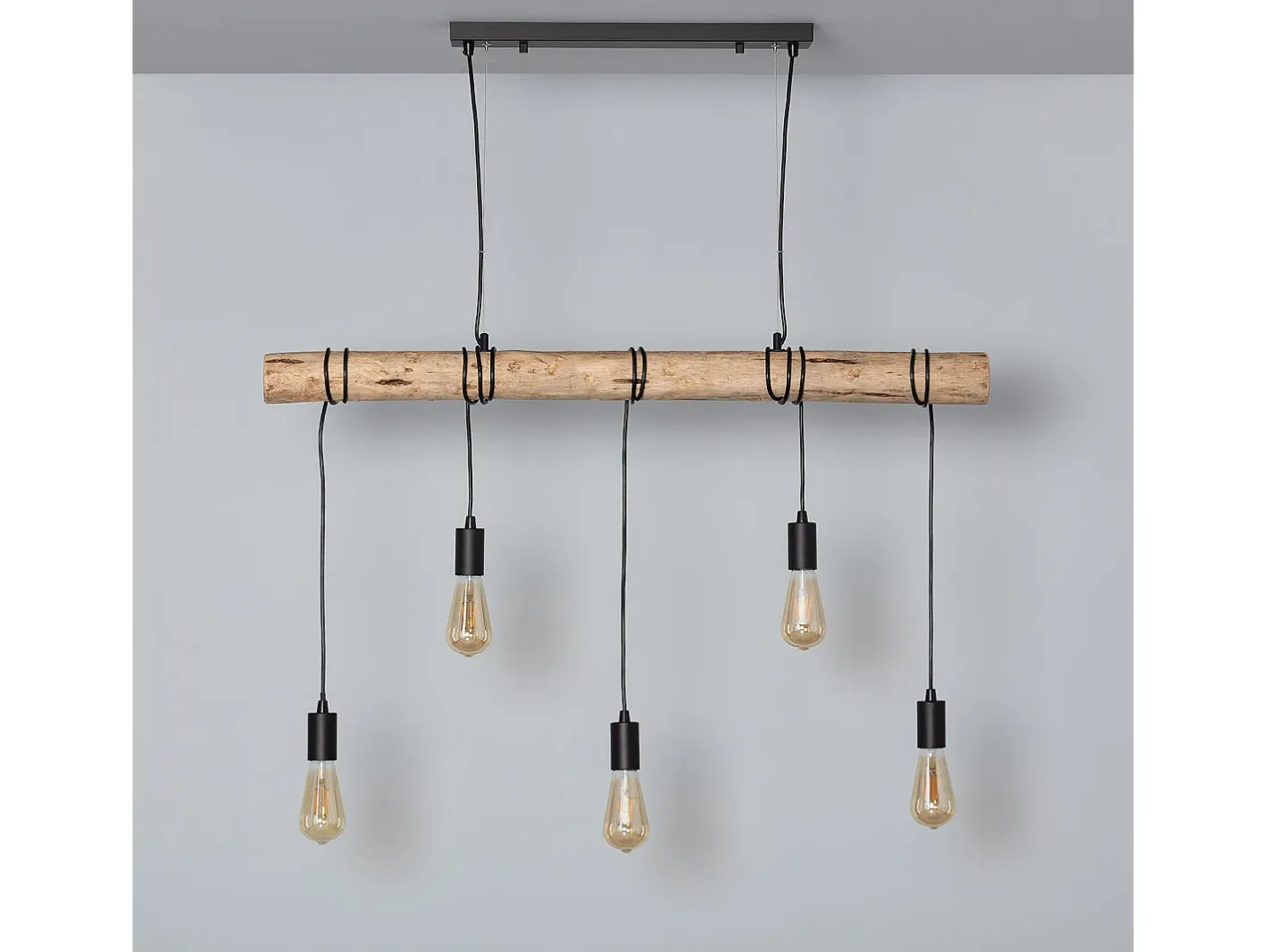 Ledkia Lámpara Colgante Metal y Madera Yagis Negro Multicolor Sale