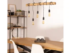 Ledkia Lámpara Colgante Metal y Madera Yagis Negro Multicolor Sale
