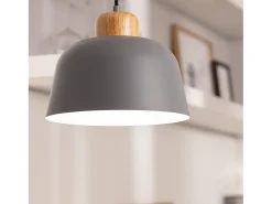 Clearance Ledkia Lámpara Colgante Metal y Madera Wawak Gris Multicolor