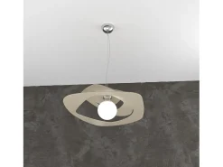 New Lámpara colgante moderna 1 luz arena Warped d.50 cm - Casquillo E27 - Diseño geométrico Marru00f3n