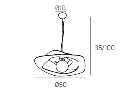 New Lámpara colgante moderna 1 luz arena Warped d.50 cm - Casquillo E27 - Diseño geométrico Marru00f3n