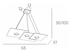 Lámpara colgante moderna Toplight Plate de 67 x 35 cm en metal - Casquillo GX53x3 - Altura máxima 100 cm Gris Best
