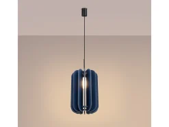 Sollux Lighting Lámpara colgante Mula moderno de fieltro/acero - 1 fuentes luminosas - L.27 x A.165 cm - marino/negro Azul Best