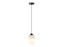 OZAIA Lámpara Suspendida-Lámpara colgante negra con cristal blanco D.14 x Alt.120 cm - LOUXOR Negro