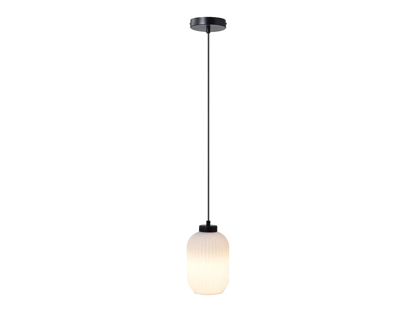 OZAIA Lámpara Suspendida-Lámpara colgante negra con cristal blanco D.14 x Alt.120 cm - LOUXOR Negro