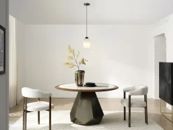 OZAIA Lámpara Suspendida-Lámpara colgante negra con cristal blanco D.14 x Alt.120 cm - LOUXOR Negro