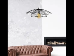 Concept-Usine Lámpara Suspendida-Lámpara colgante negra LOLA moderna de metal 40W Negro