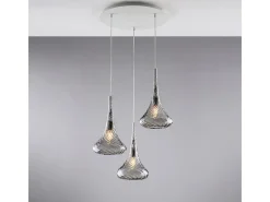 Lámpara Suspendida-Lámpara colgante Nemesis de hierro con cristal pyrex , 3 luces, 141 Ø50 BL280-S3-GR Gris