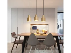 NETTLIFE Lámpara colgante para mesa de comedor, estilo vintage, 3 luces, dorada, diseño moderno, de metal, E27 Dorado Hot