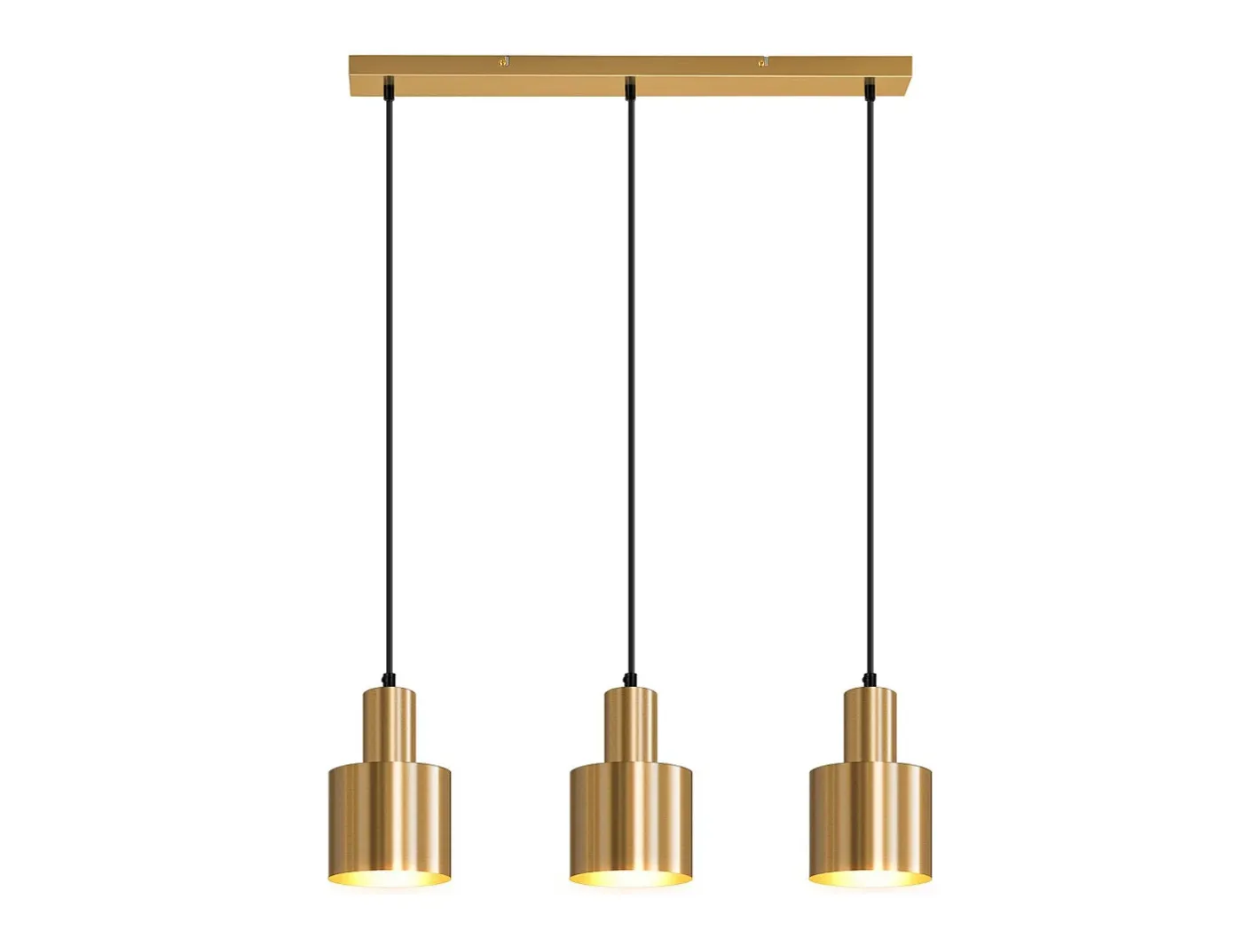 NETTLIFE Lámpara colgante para mesa de comedor, estilo vintage, 3 luces, dorada, diseño moderno, de metal, E27 Dorado Hot