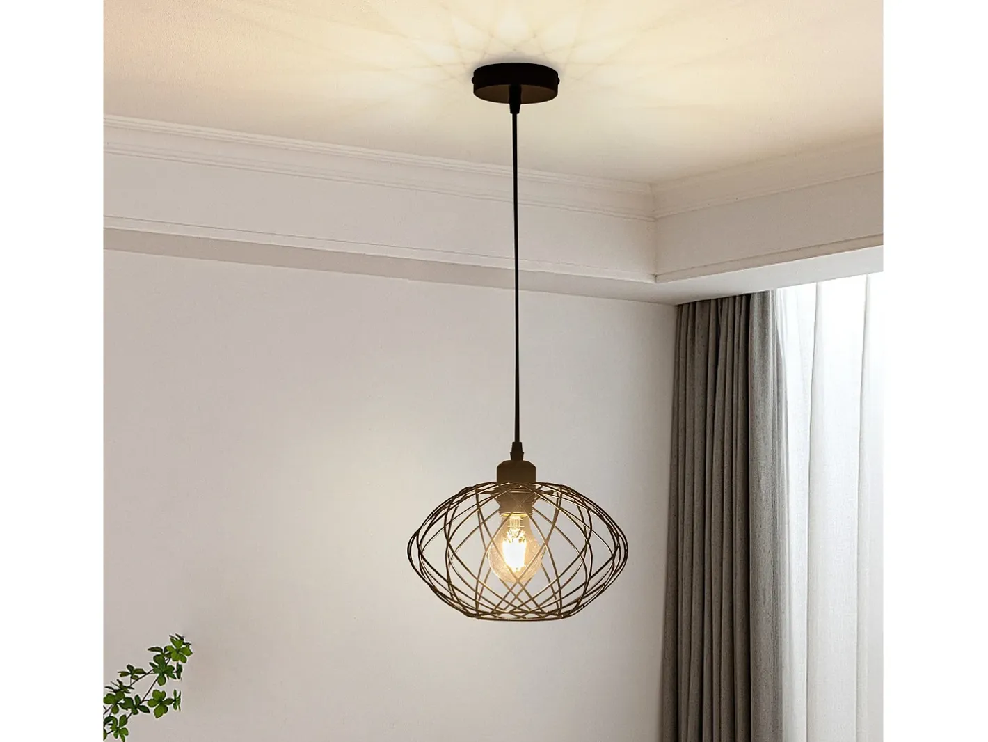 NETTLIFE Lámpara colgante Lámpara colgante industrial negra - Lámpara colgante vintage de metal Lámpara colgante retro E27 Negro Outlet