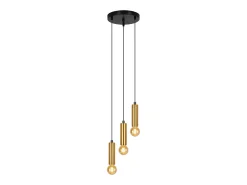 Hot NETTLIFE Lámpara colgante de 3 bombillas dorada, lámpara colgante E27 industrial para comedor, mesa de comedor de metal Negro