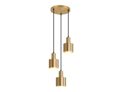 NETTLIFE Lámpara colgante para mesa de comedor, lámpara colgante vintage, 3 llamas, redonda, diseño moderno, E27 Dorado
