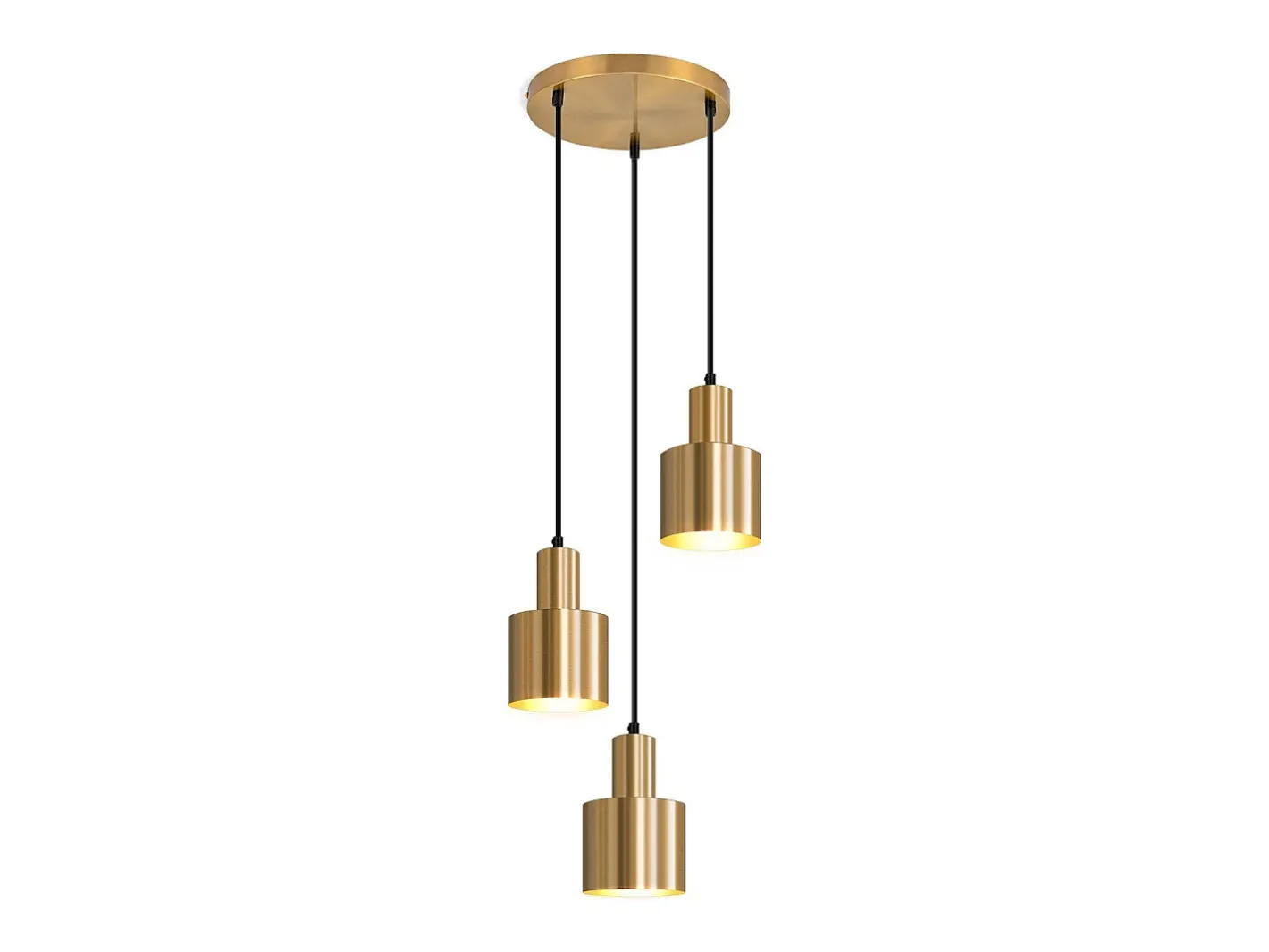 NETTLIFE Lámpara colgante para mesa de comedor, lámpara colgante vintage, 3 llamas, redonda, diseño moderno, E27 Dorado
