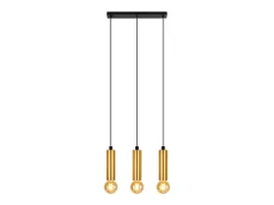 NETTLIFE Lámpara Suspendida-Lámpara colgante dorada de 3 bombillas - Lámpara colgante para mesa de comedor E27 Lámpara colgante industrial de metal Negro