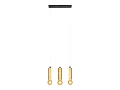 NETTLIFE Lámpara Suspendida-Lámpara colgante dorada de 3 bombillas - Lámpara colgante para mesa de comedor E27 Lámpara colgante industrial de metal Negro