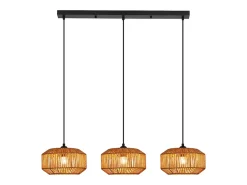 NETTLIFE Lámpara colgante Boho de ratán para mesa de comedor - 3 luces, estilo retro, casquillo E27, altura ajustable, para sala de estar (bombilla no incluida) Multicolor Sale