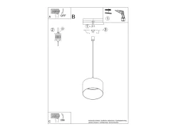 Sollux Lighting Lámpara colgante Nevia minimalista de tela/PVC - 1 fuentes luminosas - L.40 x A.137 cm - burdeos/negro Rojo