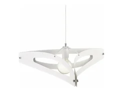 Lámpara colgante Onyx con difusor cortado a láser en hierro lacado y acabados cromo brillo con cable eléctrico orientable 1 luz 120 Ø51 Blanco Outlet