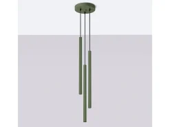 Clearance Sollux Lighting Lámpara Colgante Pastelo Moderno De Acero - 3 Fuentes Luminosas - L.30 X A.94 Cm - Oliva Verde