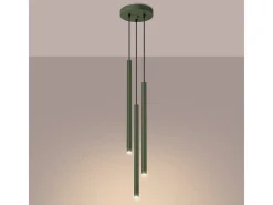 Clearance Sollux Lighting Lámpara Colgante Pastelo Moderno De Acero - 3 Fuentes Luminosas - L.30 X A.94 Cm - Oliva Verde