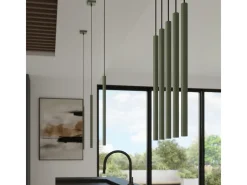 Clearance Sollux Lighting Lámpara Colgante Pastelo Moderno De Acero - 3 Fuentes Luminosas - L.30 X A.94 Cm - Oliva Verde