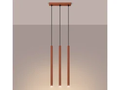 New Sollux Lighting Lámpara Colgante Pastelo Moderno De Acero - 3 Fuentes Luminosas - L.30 X A.94 Cm - Ocre Rojo