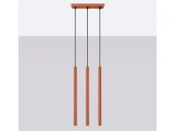 New Sollux Lighting Lámpara Colgante Pastelo Moderno De Acero - 3 Fuentes Luminosas - L.30 X A.94 Cm - Ocre Rojo