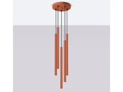 Sollux Lighting Lámpara Suspendida-Lámpara Colgante Pastelo Moderno De Acero - 5 Fuentes Luminosas - L.25 X A.104 Cm - Ocre Rojo