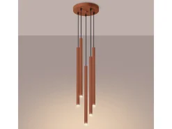 Sollux Lighting Lámpara Suspendida-Lámpara Colgante Pastelo Moderno De Acero - 5 Fuentes Luminosas - L.25 X A.104 Cm - Ocre Rojo