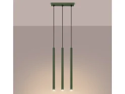 Sollux Lighting Lámpara Suspendida-Lámpara Colgante Pastelo Moderno De Acero - 3 Fuentes Luminosas - L.19,5 X A.104 Cm - Oliva Verde