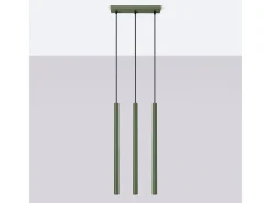 Sollux Lighting Lámpara Suspendida-Lámpara Colgante Pastelo Moderno De Acero - 3 Fuentes Luminosas - L.19,5 X A.104 Cm - Oliva Verde