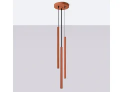 Sollux Lighting Lámpara Colgante Pastelo Moderno De Acero - 3 Fuentes Luminosas - L.19,5 X A.104 Cm - Ocre Rojo Clearance