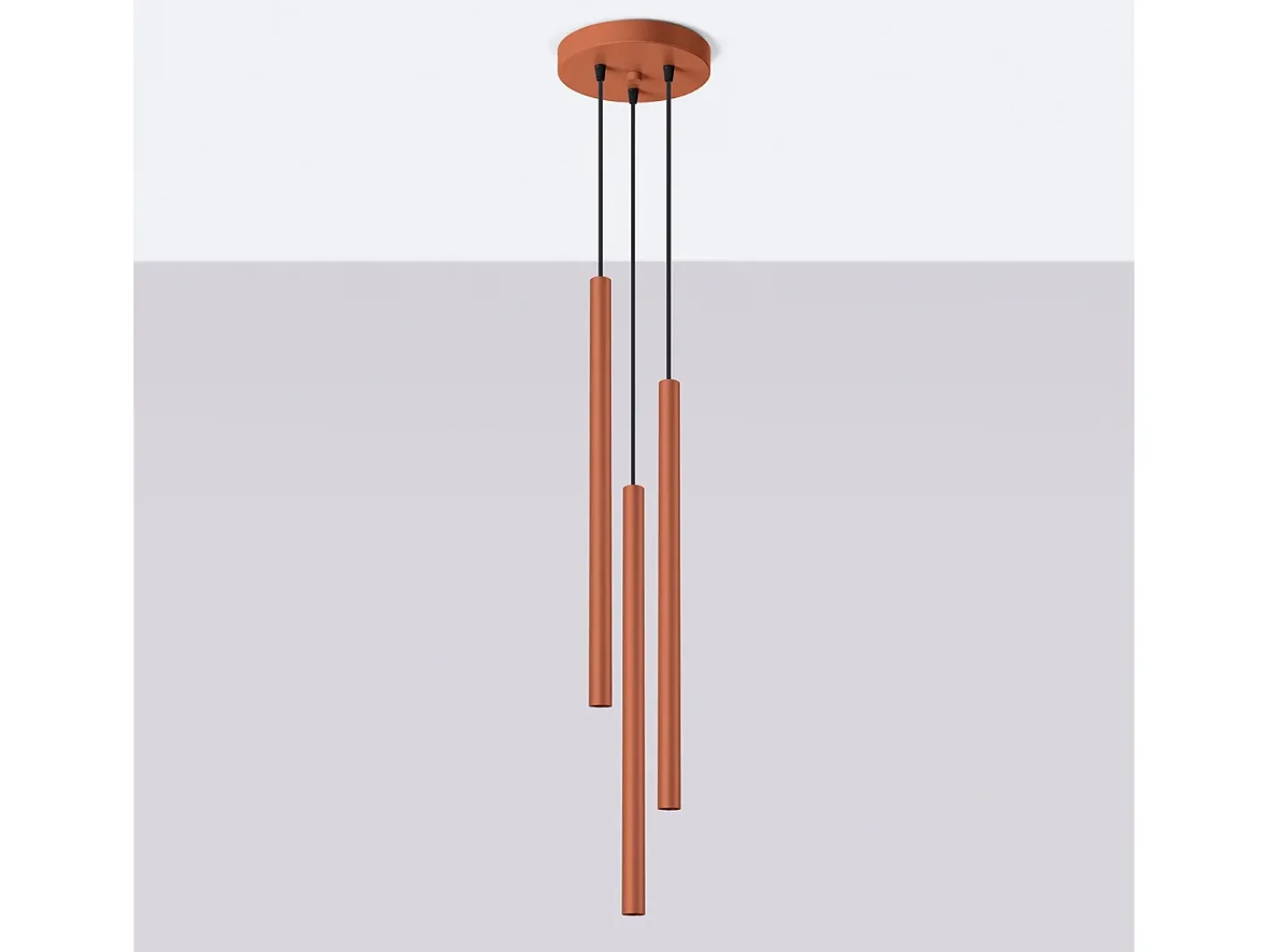 Sollux Lighting Lámpara Colgante Pastelo Moderno De Acero - 3 Fuentes Luminosas - L.19,5 X A.104 Cm - Ocre Rojo Clearance