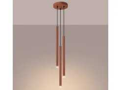 Sollux Lighting Lámpara Colgante Pastelo Moderno De Acero - 3 Fuentes Luminosas - L.19,5 X A.104 Cm - Ocre Rojo Clearance