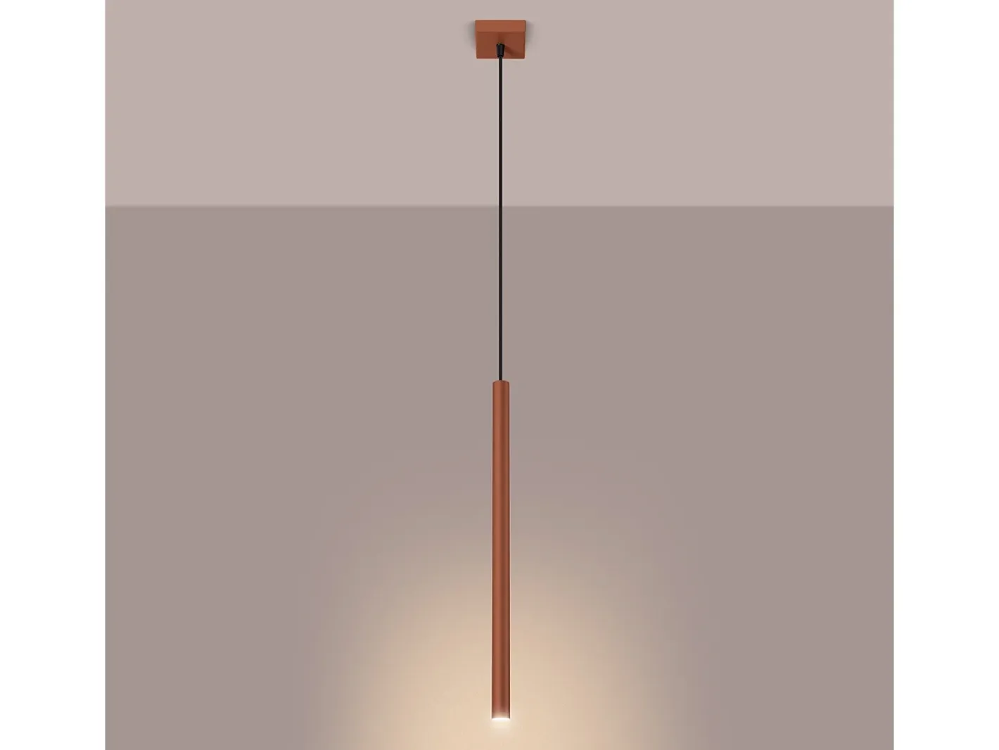 Sollux Lighting Lámpara Colgante Pastelo Moderno De Acero - 1 Fuentes Luminosas - L.8 X A.114 Cm - Ocre Rojo Sale