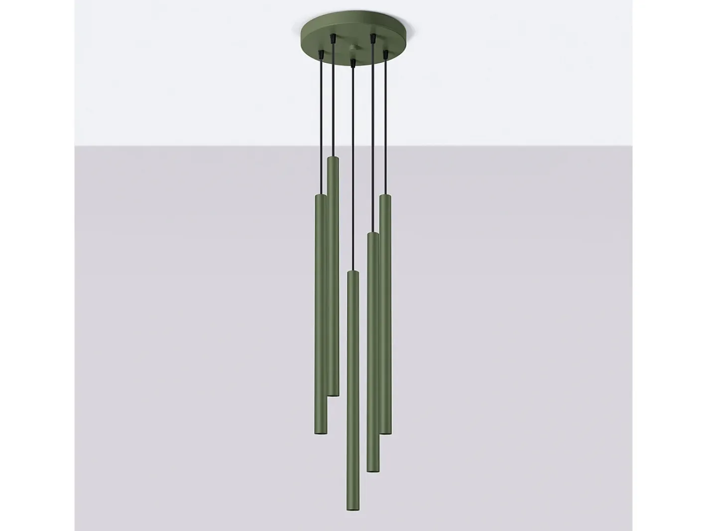 Sollux Lighting Lámpara Colgante Pastelo Moderno De Acero - 5 Fuentes Luminosas - L.25 X A.104 Cm - Oliva Verde Online