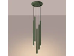 Sollux Lighting Lámpara Colgante Pastelo Moderno De Acero - 5 Fuentes Luminosas - L.25 X A.104 Cm - Oliva Verde Online