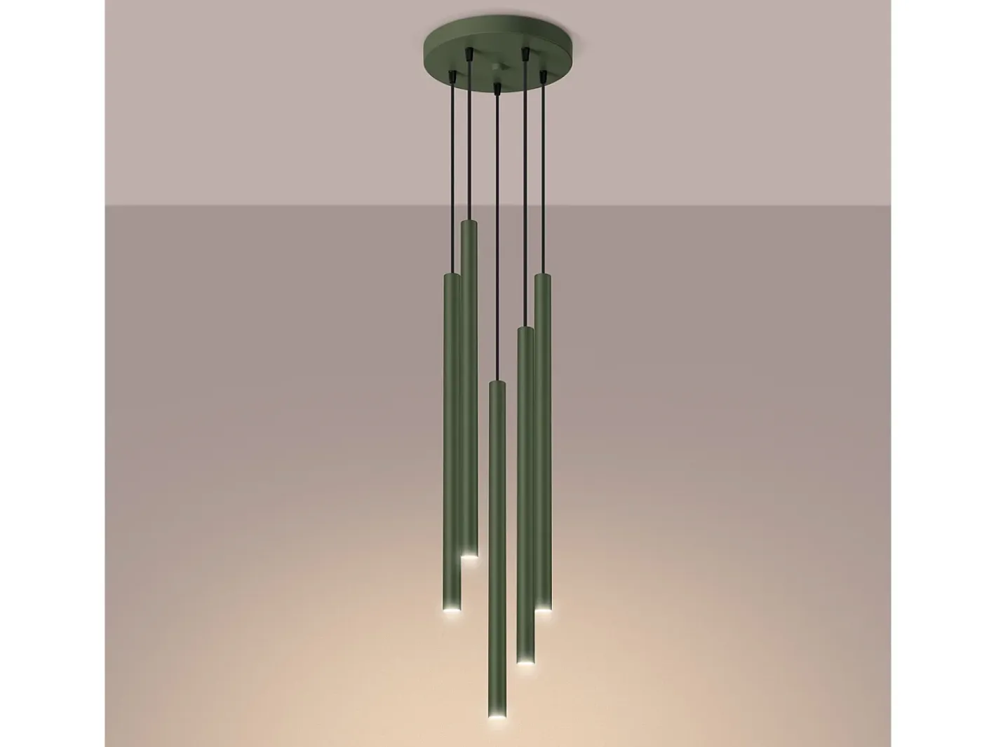 Sollux Lighting Lámpara Colgante Pastelo Moderno De Acero - 5 Fuentes Luminosas - L.25 X A.104 Cm - Oliva Verde Online