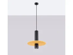 Sale Sollux Lighting Lámpara colgante Pelta moderno de fieltro/acero - 1 fuentes luminosas - L.30 x A.126 cm - /negro Amarillo