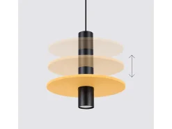 Sale Sollux Lighting Lámpara colgante Pelta moderno de fieltro/acero - 1 fuentes luminosas - L.30 x A.126 cm - /negro Amarillo
