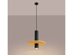 Sale Sollux Lighting Lámpara colgante Pelta moderno de fieltro/acero - 1 fuentes luminosas - L.30 x A.126 cm - /negro Amarillo
