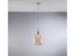 Clearance Lámpara colgante Pluvia de hierro con cristal pyrex ámbar 1 luz 142 Ø20 BL264-S1-AM Amarillo