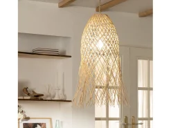 Online Ledkia Lámpara Colgante Ratán Majani Crema Multicolor