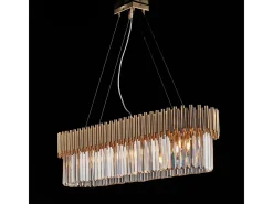 Lámpara colgante Ravel de hierro con pedrería, 8 luces, L.93 x 50 cm, BL268-8-OR Dorado New