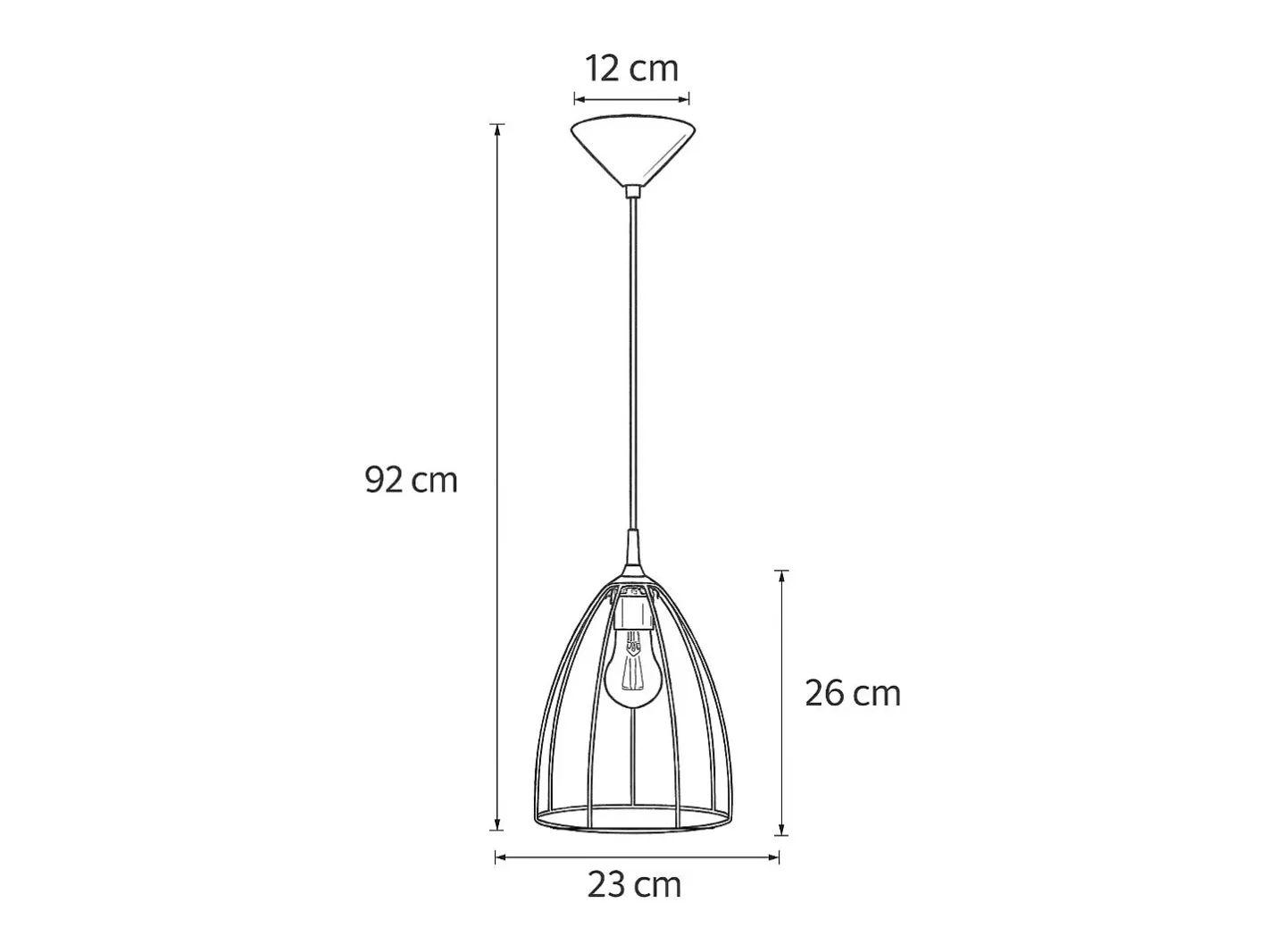 Hot Sollux Lighting Lámpara Colgante Ritz Moderno De Acero - 1 Fuentes Luminosas - L.23 X A.92 Cm - Negro