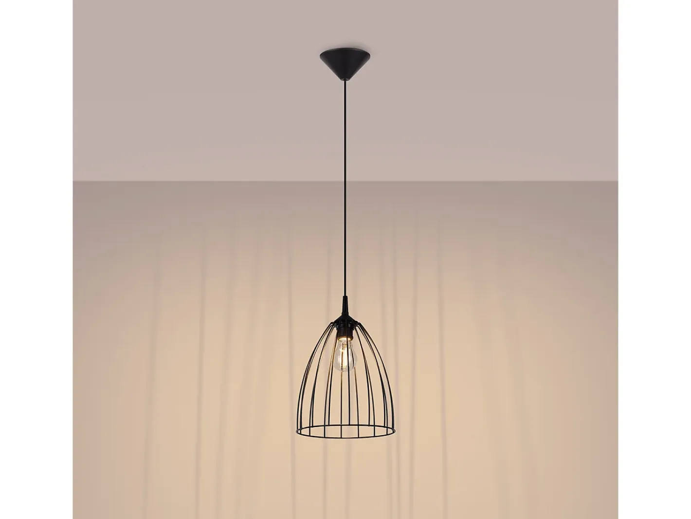 Hot Sollux Lighting Lámpara Colgante Ritz Moderno De Acero - 1 Fuentes Luminosas - L.23 X A.92 Cm - Negro